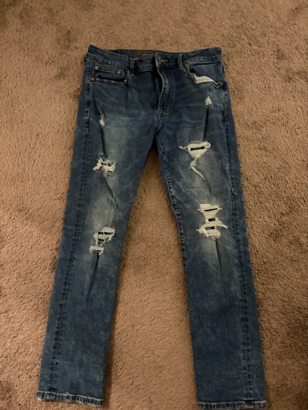 American Eagle Outfitters Distressed Dark Blue Skinny Jeans